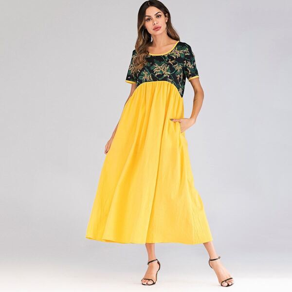 

Floral Print Hidden Pocket Longline Dress, Multicolor