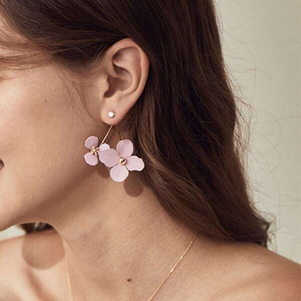 

Double Flower Drop Earrings 1pair