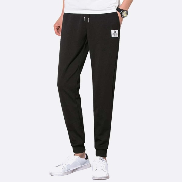 

Men Letter Patched Drawstring Waist Pants