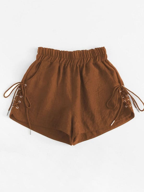 

Plus Eyelet Lace-up Side Shorts