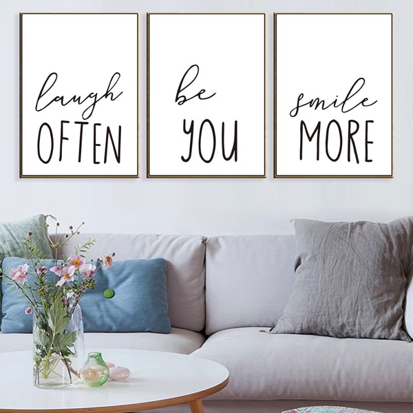

Slogan Print Wall Art 3pcs, Black and white