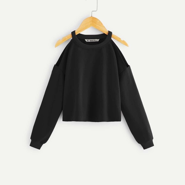 

Girls Cold Shoulder Solid Pullover