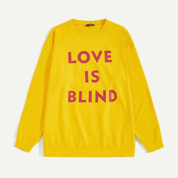 

Men Crew Neck Slogan Print Pullover
