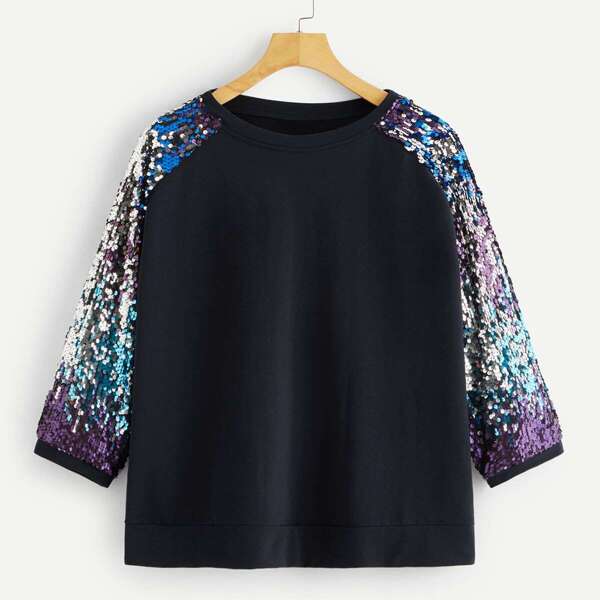 

Plus Sequin Raglan Sleeve Sweatshirt