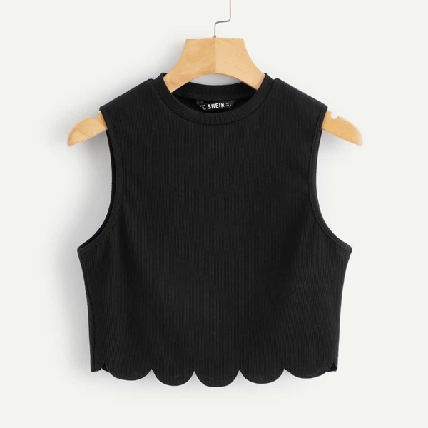 

Scallop Edge Rib Knit Tank Top