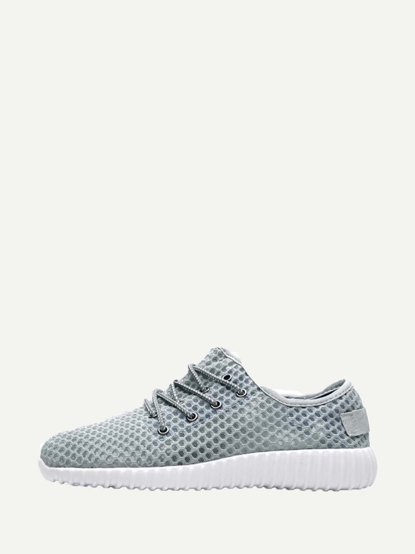 

Men Lace-up Front Mesh Trainers, Grey