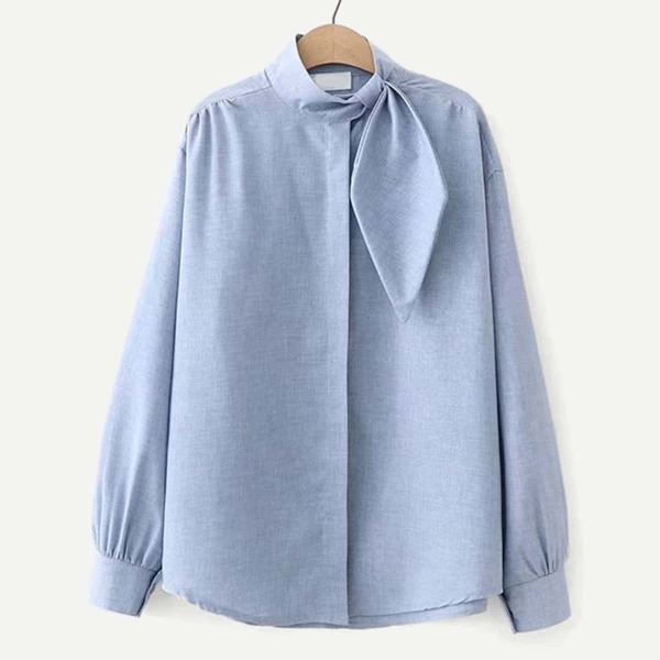 

Tie Neck Solid Blouse