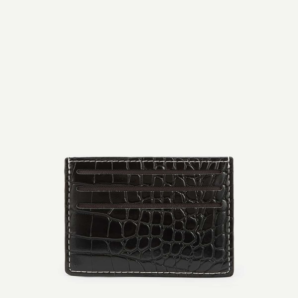 

Crocodile Pattern Card Pouch, Black