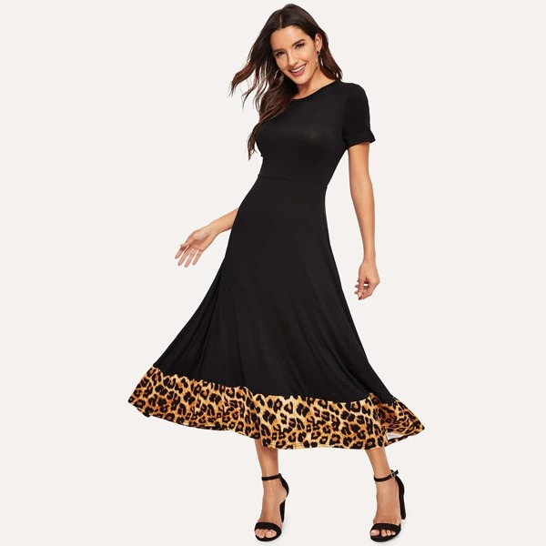 

Leopard Hem Fit & Flare Dress