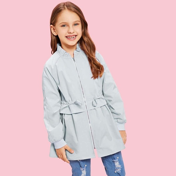 

Girls Frill Neck Drawstring Waist Coat
