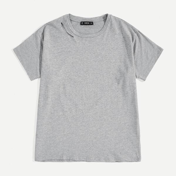 

Men Ripped Detail Heather Grey Tee