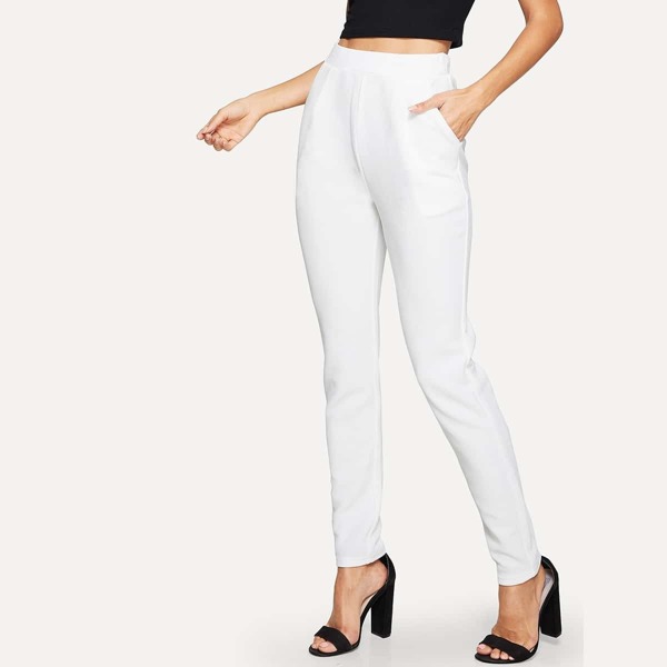 

Pocket Side Solid Textured Pants, White