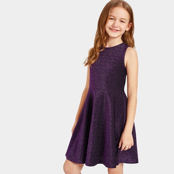 

Girls Zipper Back Glitter Fit & Flare Dress