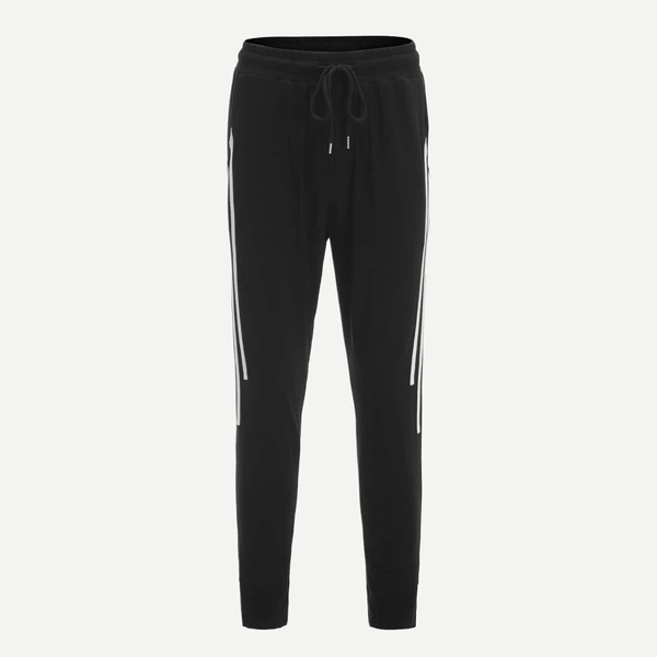 

Men Striped Side Seam Drawstring Waist Sweatpants