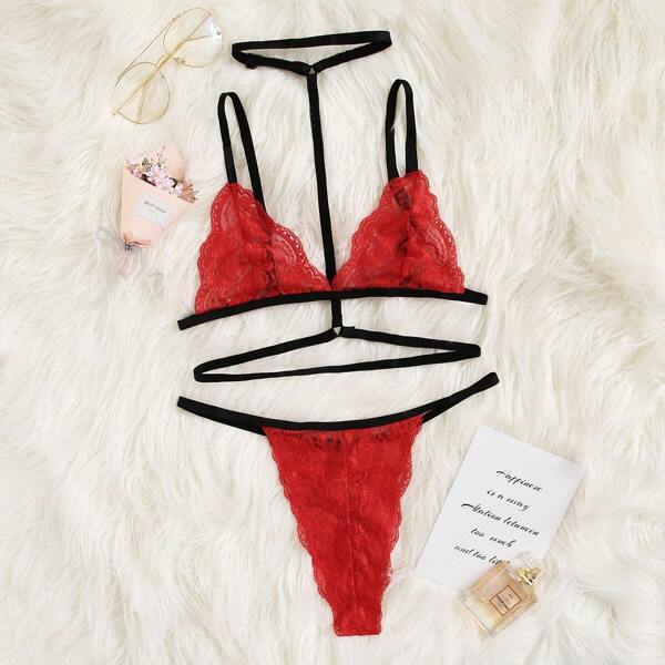 

Harness Lace Lingerie Set With Choker