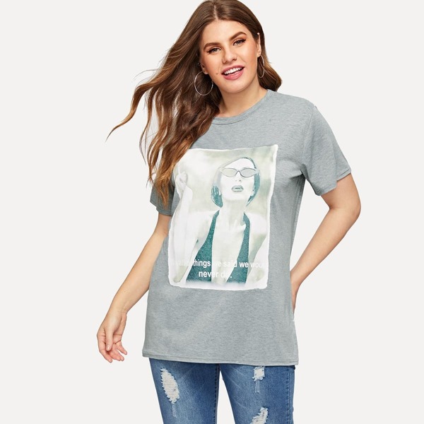 

Plus Figure & Letter Print Tee