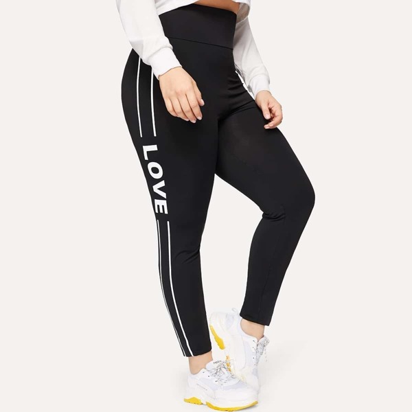 

Plus Letter Print Pants