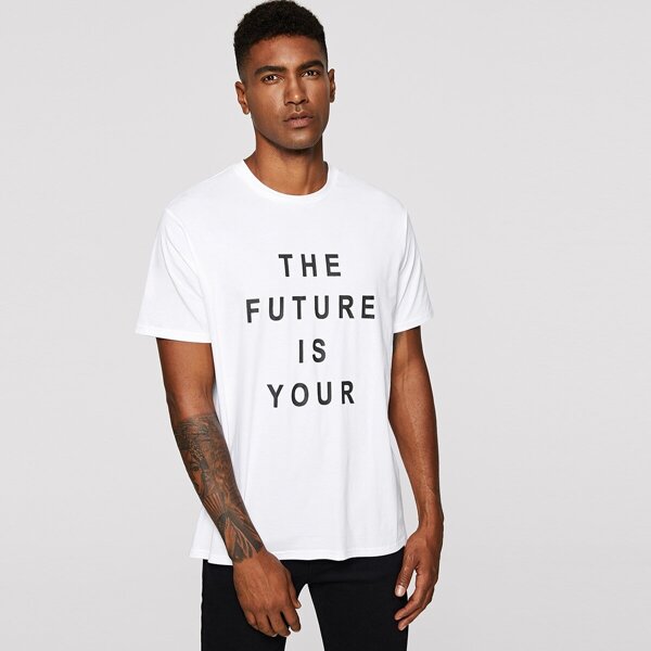 

Men Slogan Print Pullover Tee