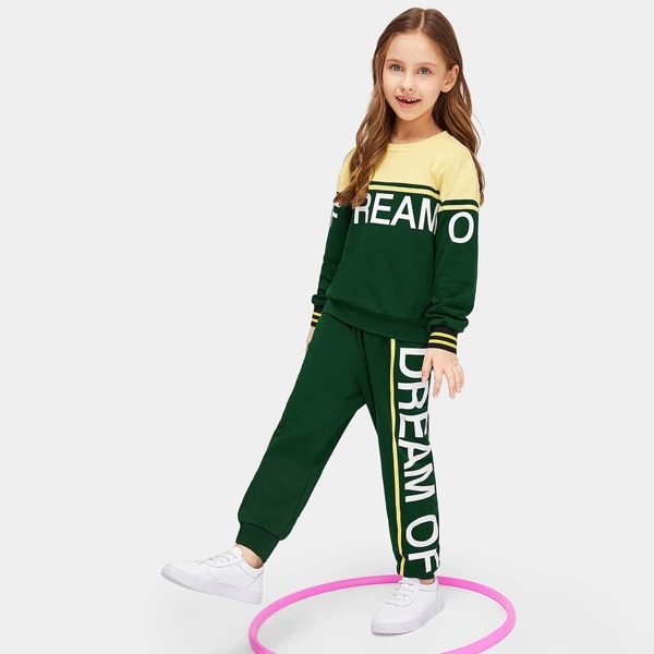 

Girls Color Block Sweatshirt & Pants Set