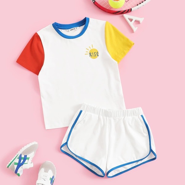 

Girls Colorblock Tee & Dolphin Shorts Set