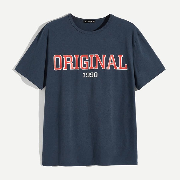 

Men Letter and Number Print Tee