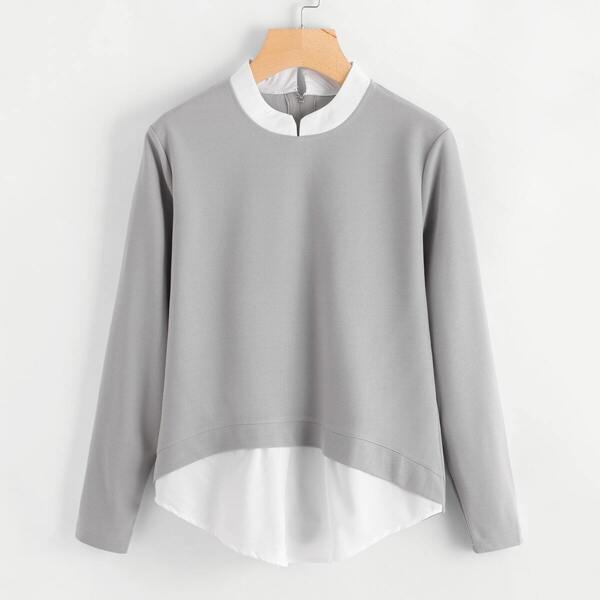 

Plus Contrast Hem Zip Back Top