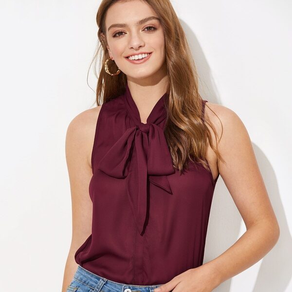 

Tie Neck Solid Top