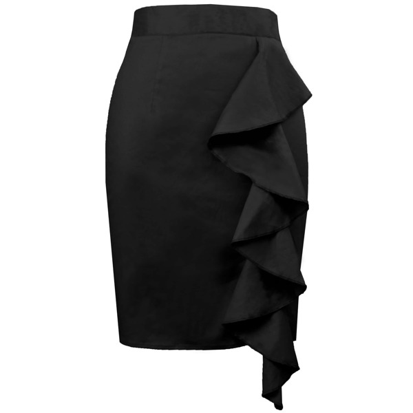 

50s Ruffle Trim Pencil Skirt