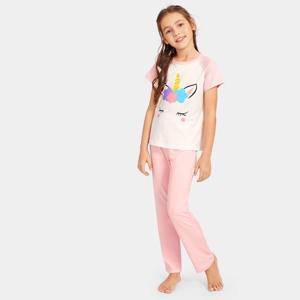 

Girls Unicorn Graphic Pajama Set, Multicolor