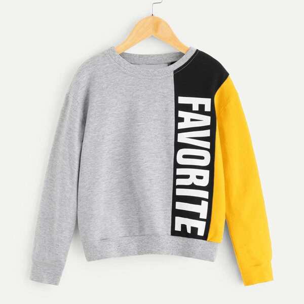 

Girls Color-Block Lettering Pullover