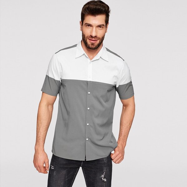 

Men Tow Tone Button Up Shirt
