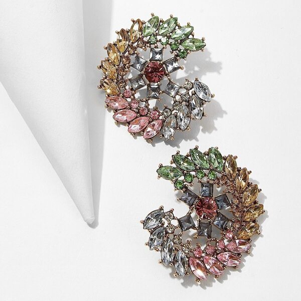 

Cut Round Rhinestone Stud Earrings 1pair, Multicolor