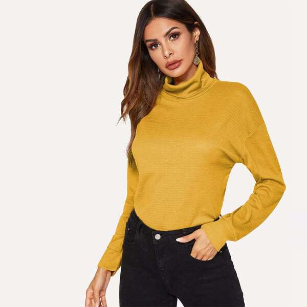 

High Neck Textured Pullover