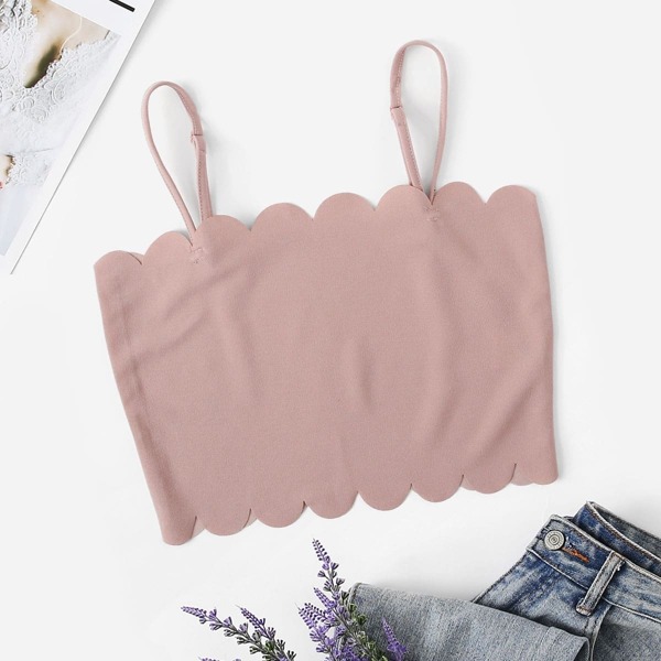

Scallop Edge Crop Fitted Cami Top