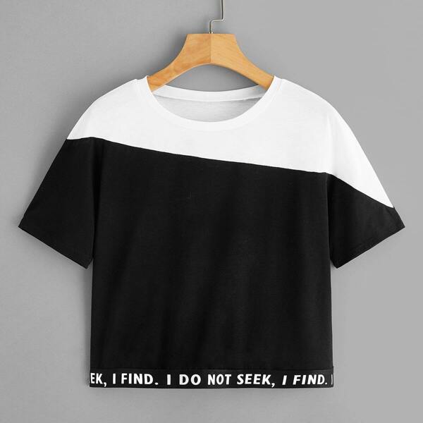 

Contrast Letter Taped Two Tone Tee