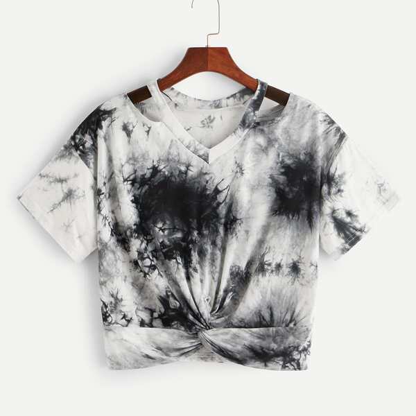 

Tie Dye Twist Front Tee