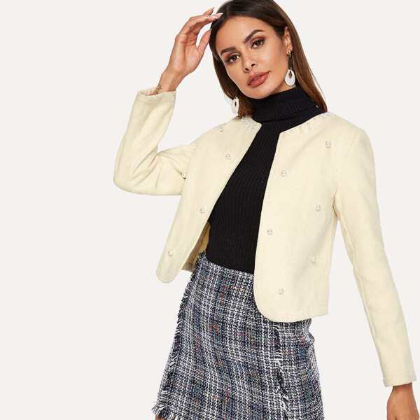 

Open Front Pearl Embellished Coat