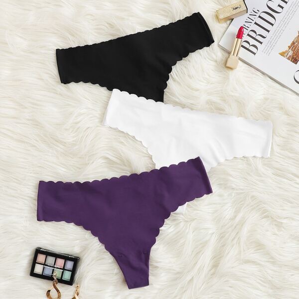 

Scalloped Trim Panty Set 3pack, Multicolor