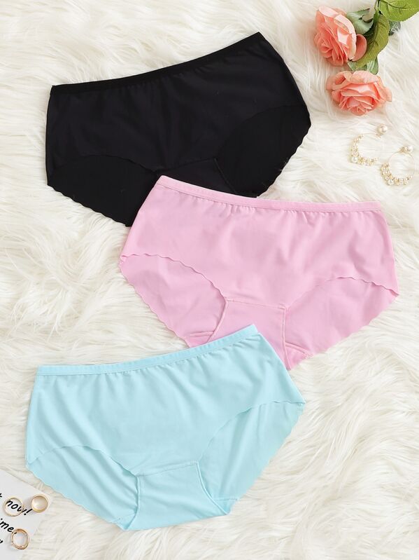 

Scalloped Trim Panty Set 3pack, Multicolor