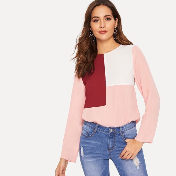 

Keyhole Back Color Block Top