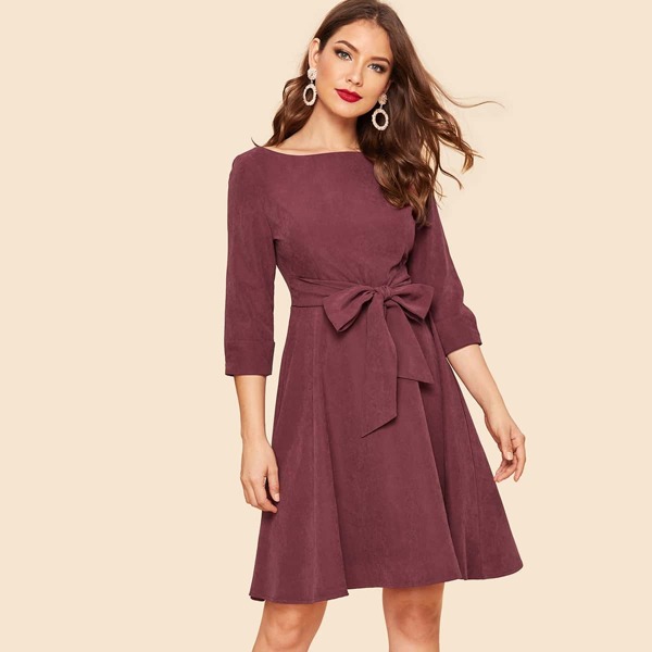 

50s Self Tie Flare Dress
