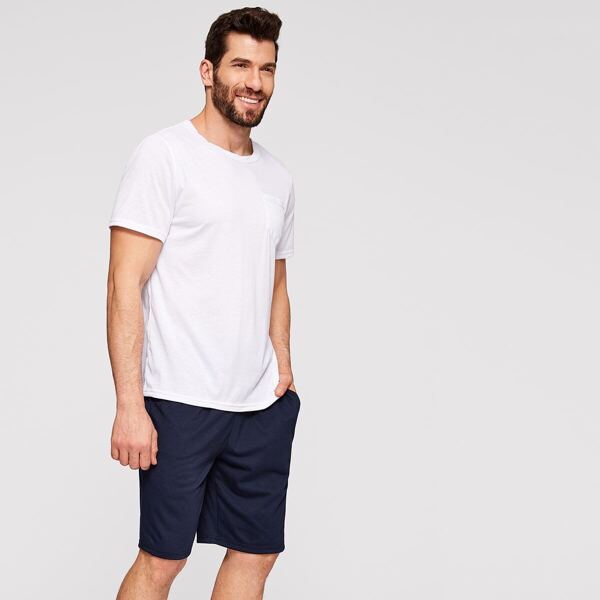 

Men Solid Top & Shorts PJ Set