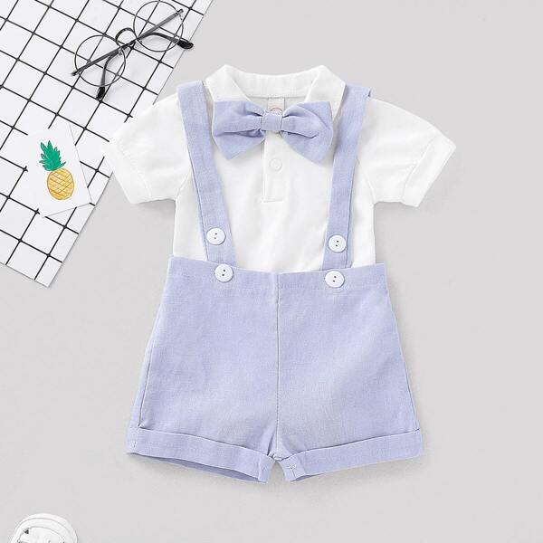 

Toddler Boys Bow Tie Jumpsuit With Straps Shorts