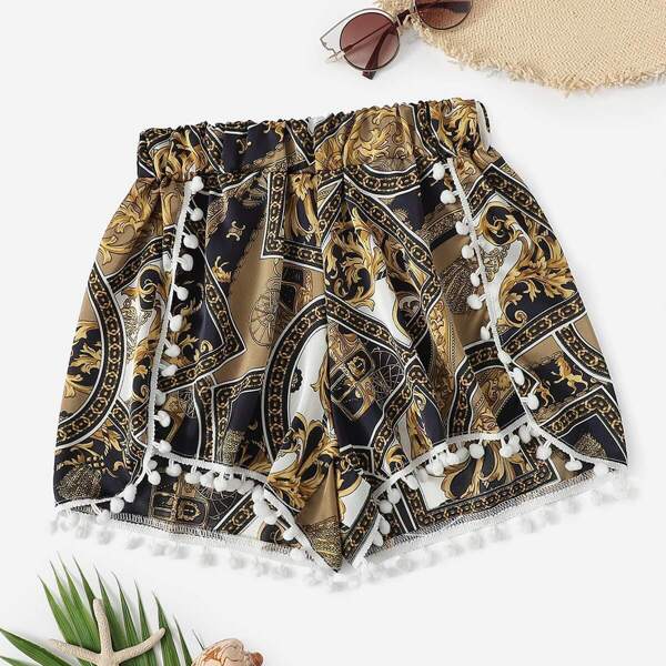 

Graphic Print Elastic Waist Shorts