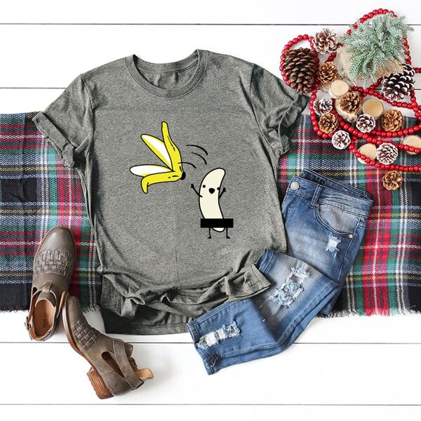 

Plus Cartoon Banana Print Tee