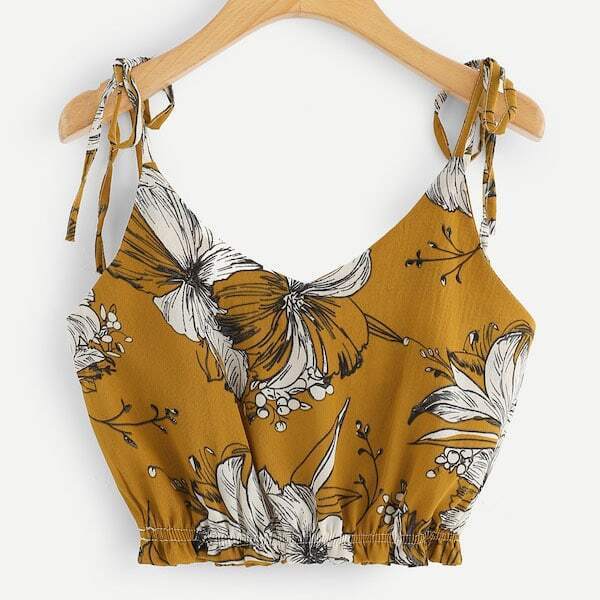 

Plus Floral Print Crop Cami Top