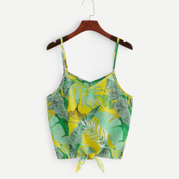 

Leaf Print Knot Hem Cami Top