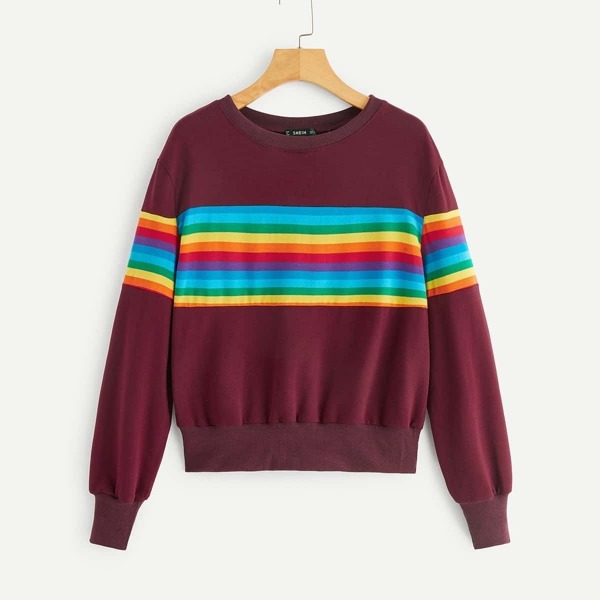 

Random Rainbow Stripe Pullover