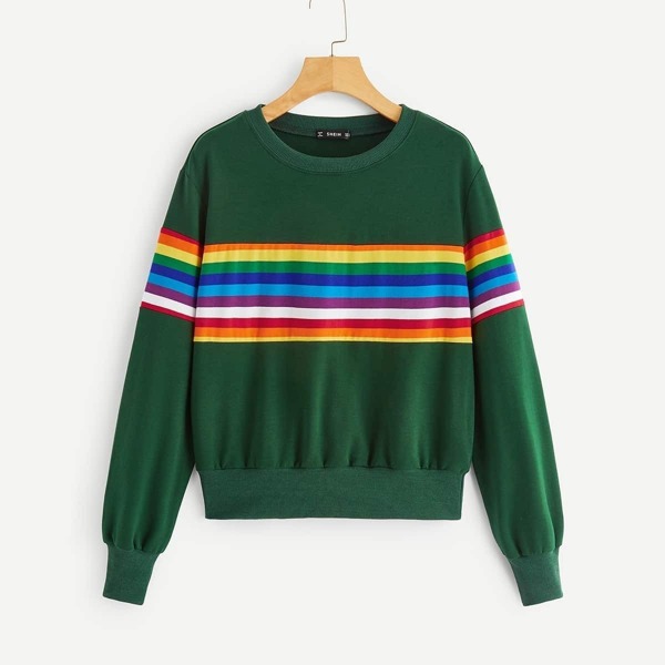 

Random Rainbow Stripe Pullover