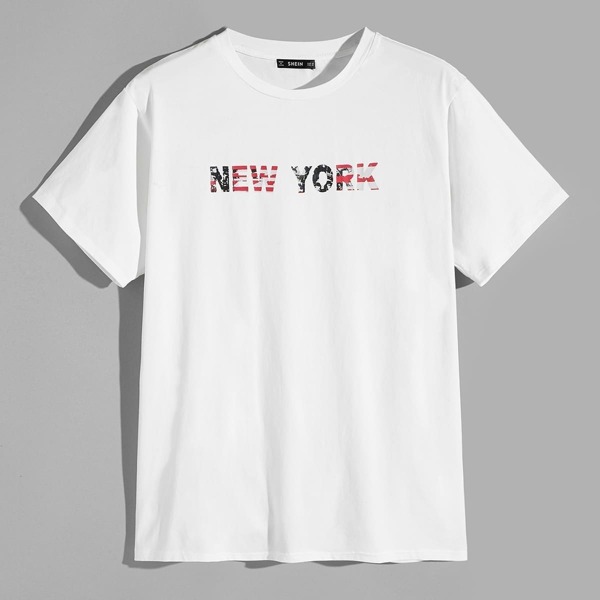 

Men Letter Print Pullover Tee